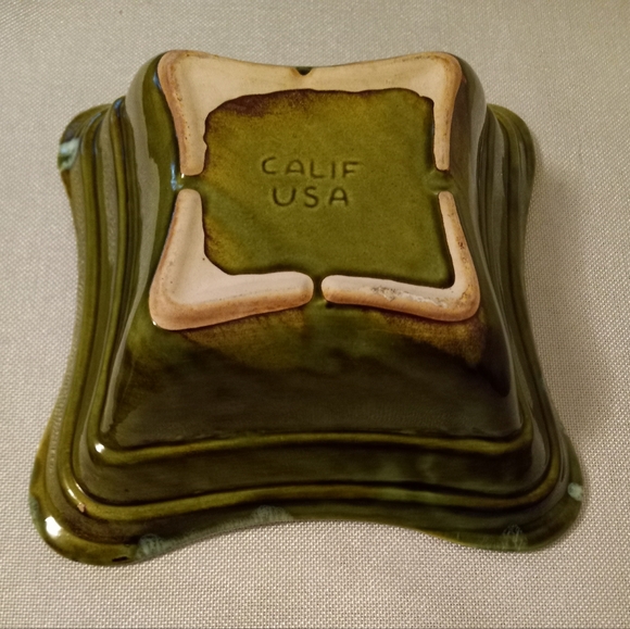 Vintage Wade Of California Green Drip Glazed Square Lidded Dish - Picture 5 of 7